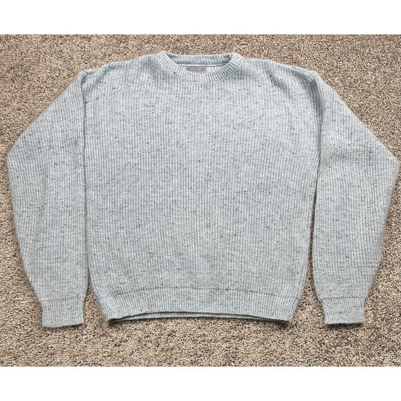 Vintage Le Tigre Sweater Blue Speckled Knit Men’s L USA Made Crew Neck Pullover